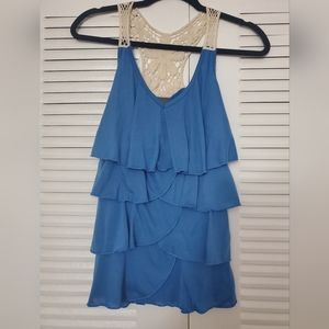 Dots blue ruffle top 🦋